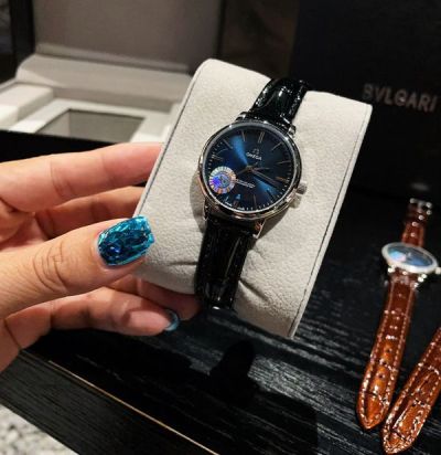 Omega Imported Quartz Movement Stainless Steel 34MM Blue Dial Lady Watch